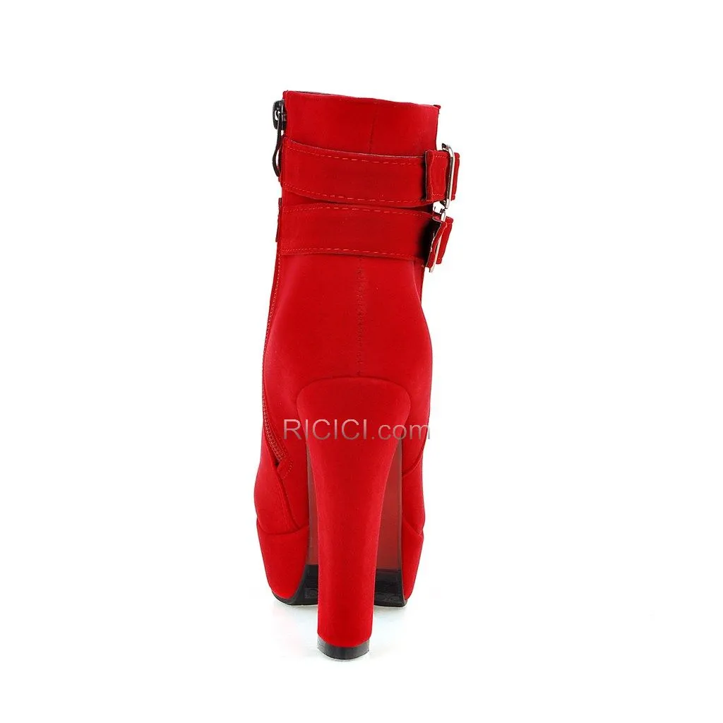 Suède Talons Hauts Talon Aiguille Simili Cuir Plateforme Bottines 2018 Bottes Chaussures Rouge Fourrées