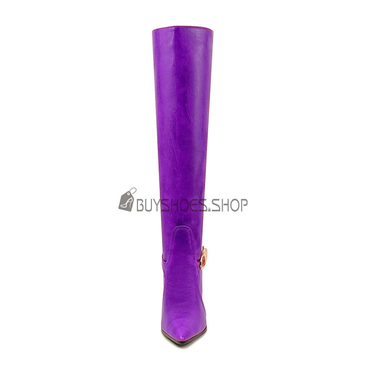 Talon Aiguille Bottes Hautes À Boucle A Talon Fourrées Bottes Hauteur Genoux Habillé Cuir