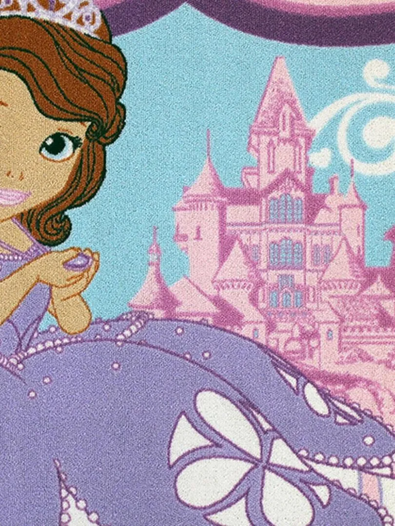 Tapis enfant SOFIA CASTLE Rose 95x133 Fait en Europe en polypropylène doux et soyeux - Rose
