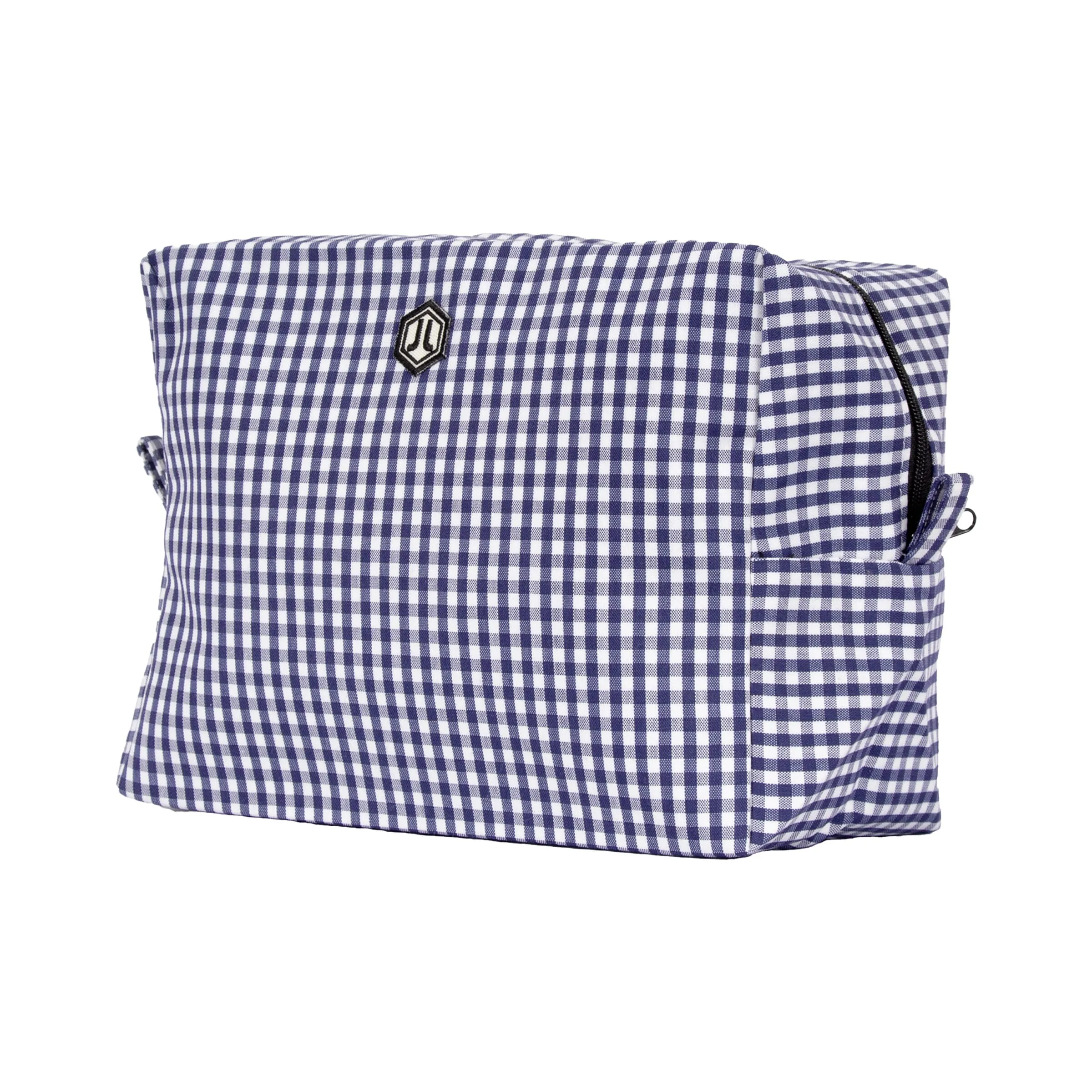 Trousse toile recyclée vichy blanc bleu