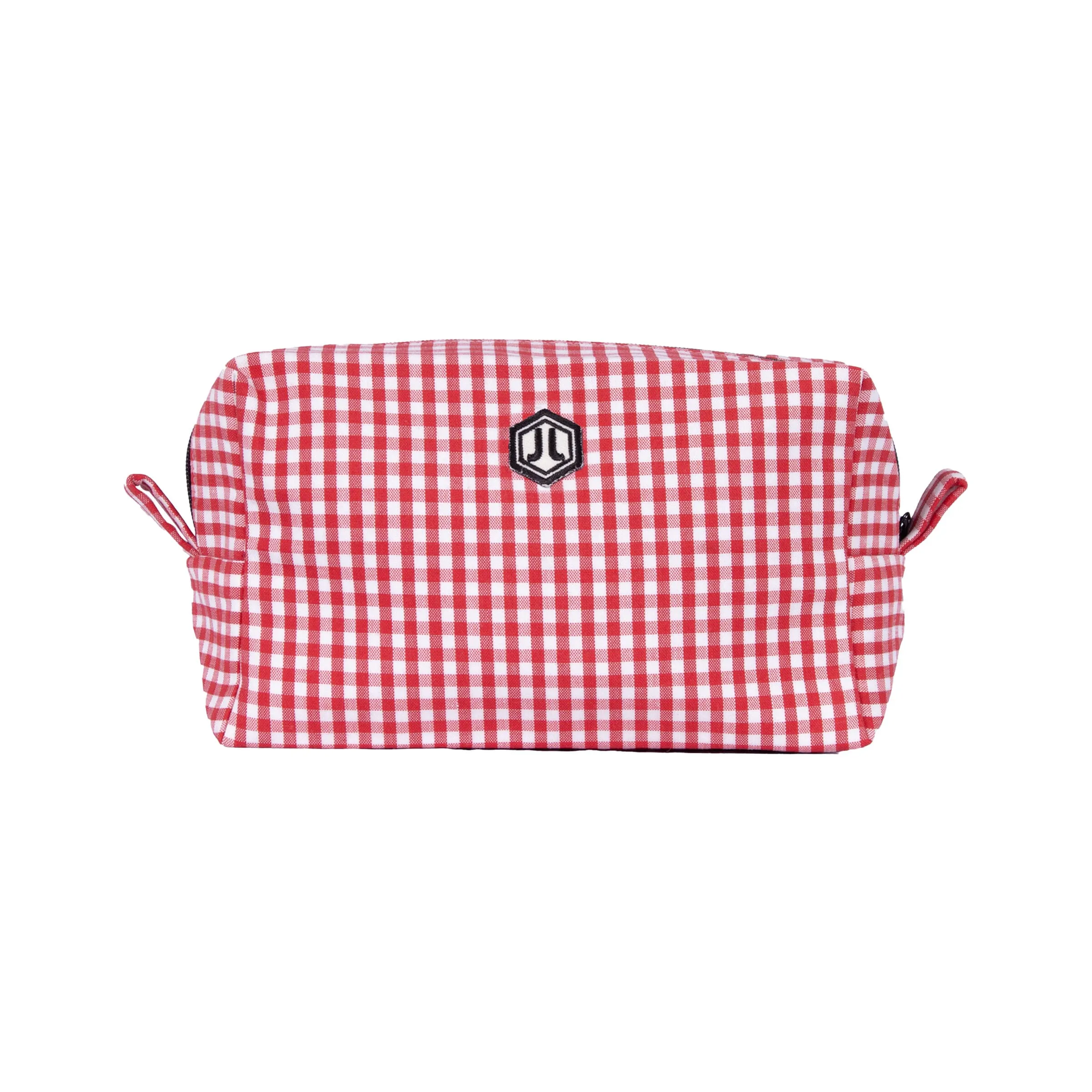 Trousse toile recyclée vichy blanc rouge