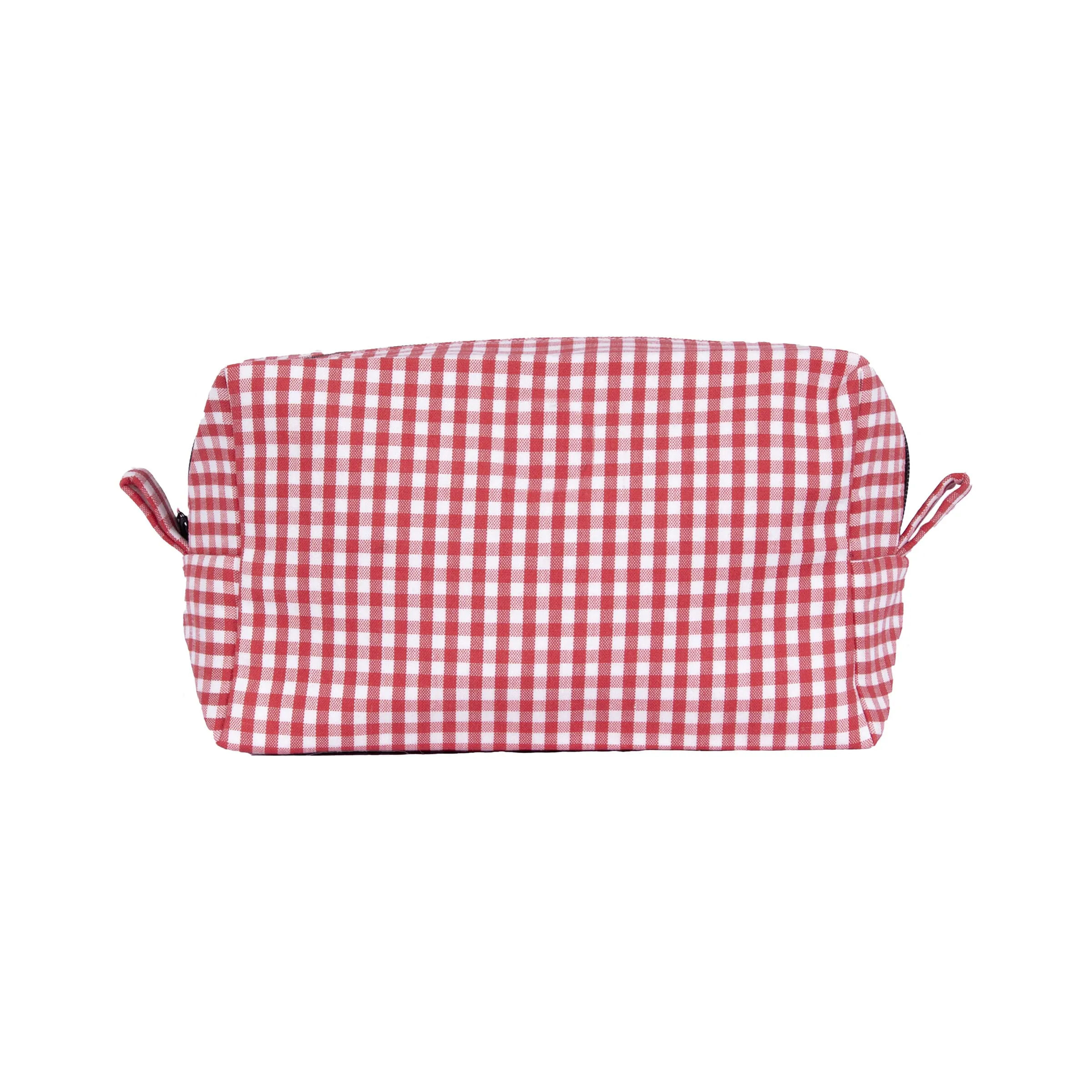 Trousse toile recyclée vichy blanc rouge